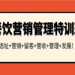餐饮营销管理特训班：选址+营销+留客+营收+管理+发展！