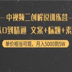 中视频二创解说训练营：从0到精通 文案+标题+素材